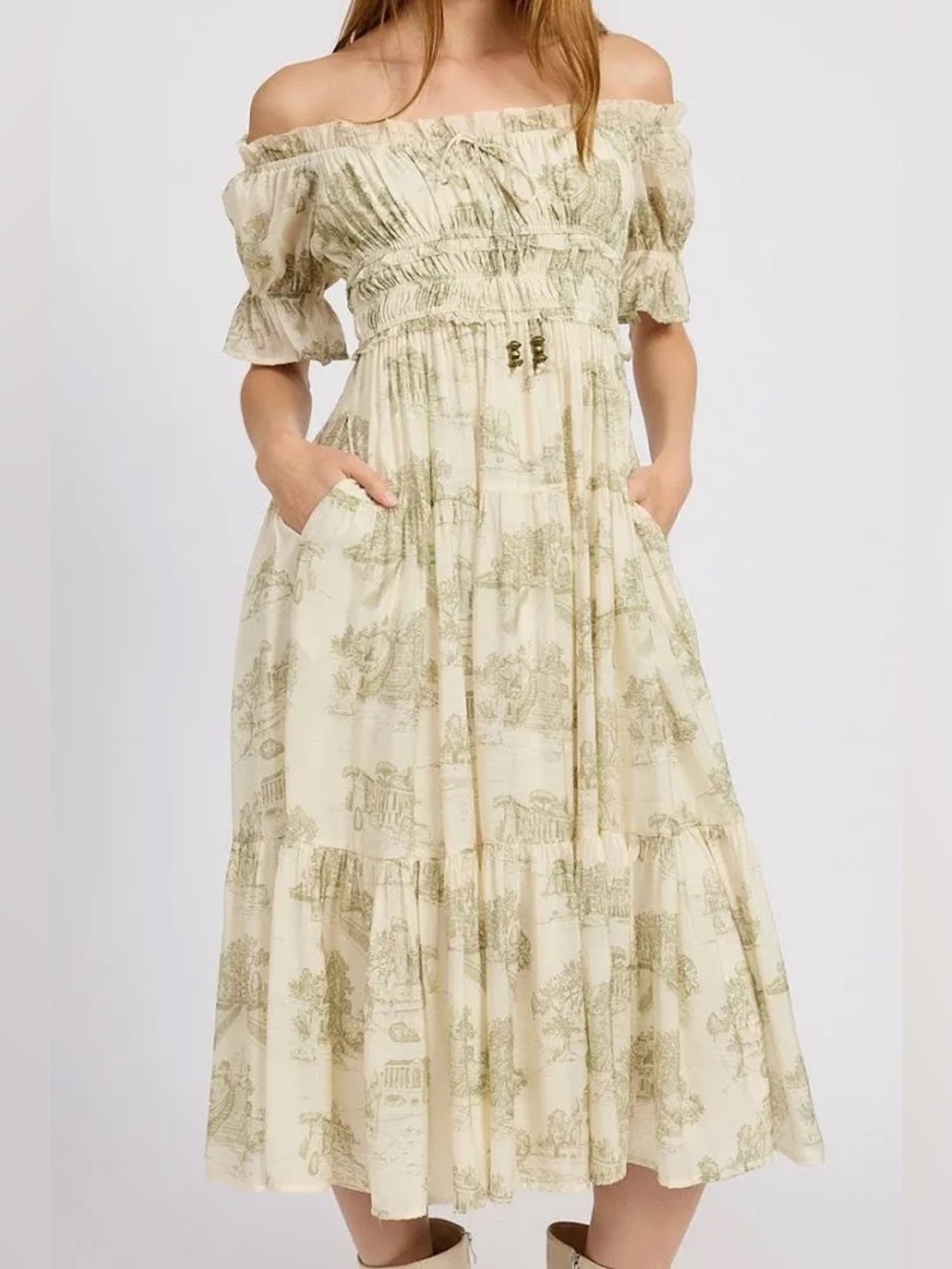 En Saison Leighton Off-the-Shoulder MIDI Dress - Size Medium